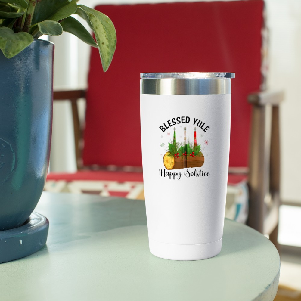 Blessed Yule Happy Solstice Merry Christmas PJS Women Men Zip Tumbler - Image 4