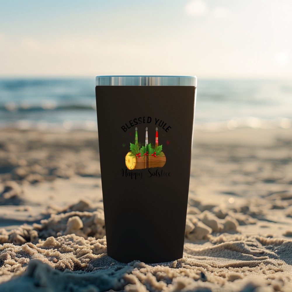 Blessed Yule Happy Solstice Merry Christmas PJS Women Men Zip Tumbler - Image 3