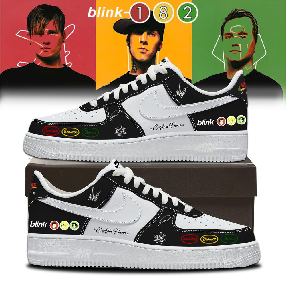 Blink 182 Black and Green Band Fan Sneakers