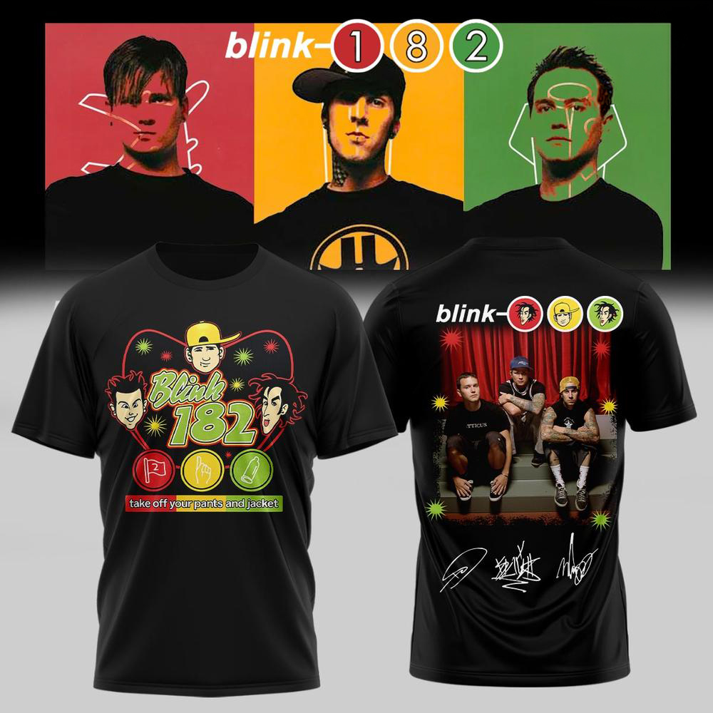 Blink 182 Black and Green Music T Shirt