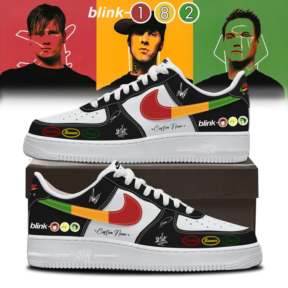 Blink 182 Black and Red Concert Graphic Sneakers