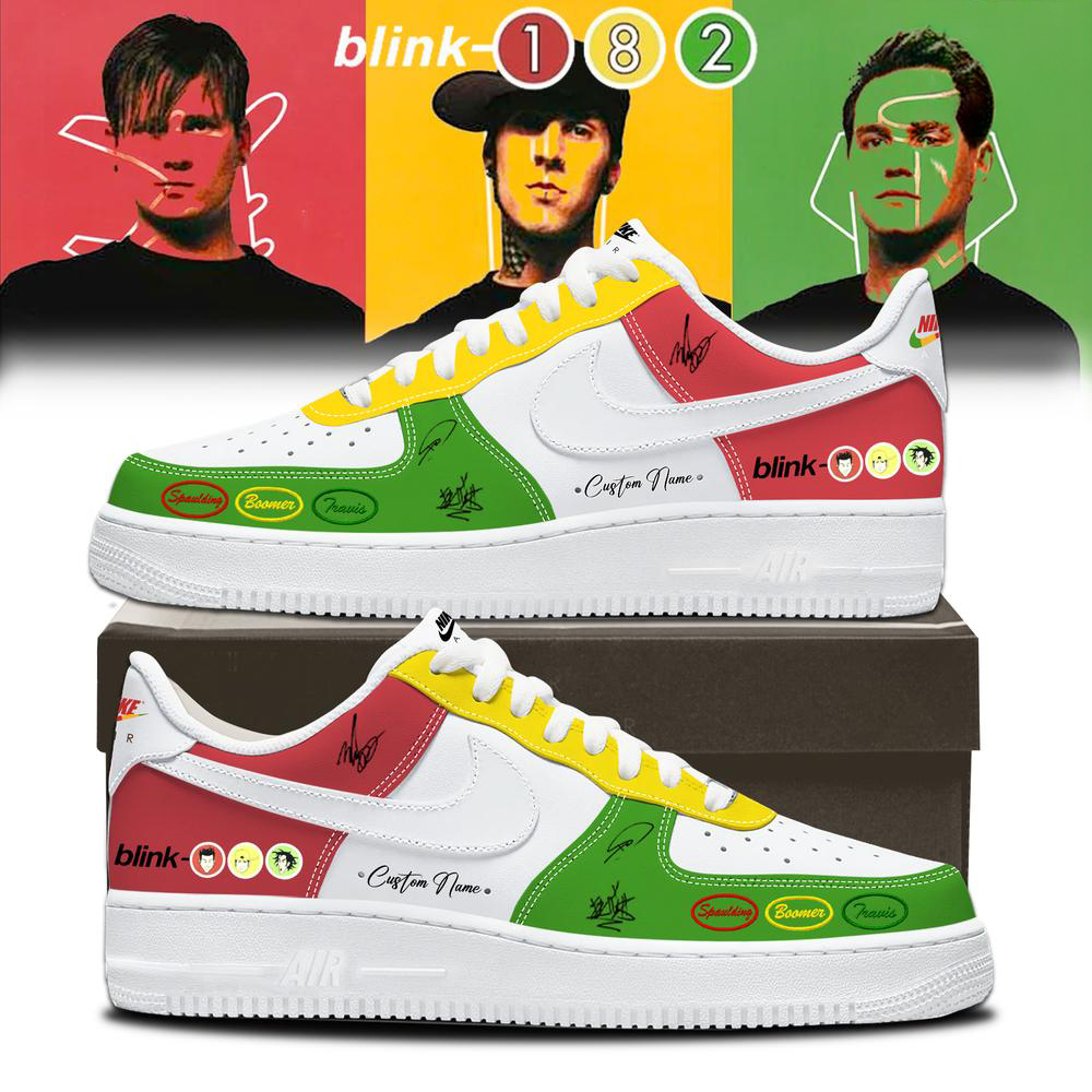 Blink 182 Green and Red Anniversary High Top Sneakers