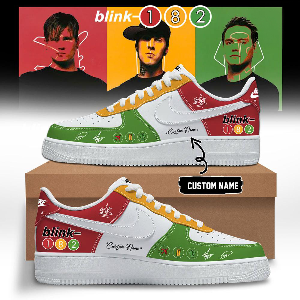 Blink 182 Green and Red Graphic Music Sneakers