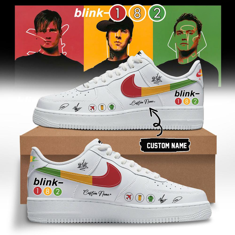 Blink 182 Pink and White Pop Punk Fan Sneakers