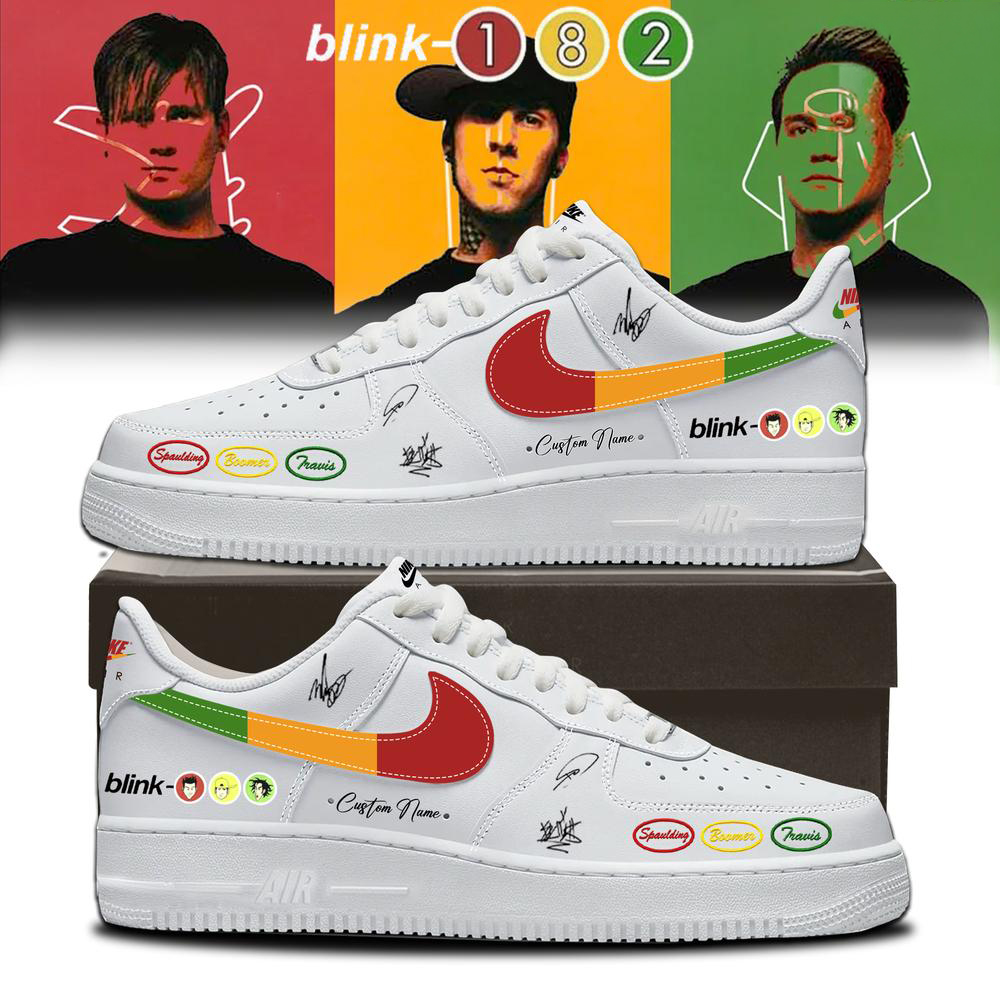 Blink 182 White and Red Pop Punk Sneakers