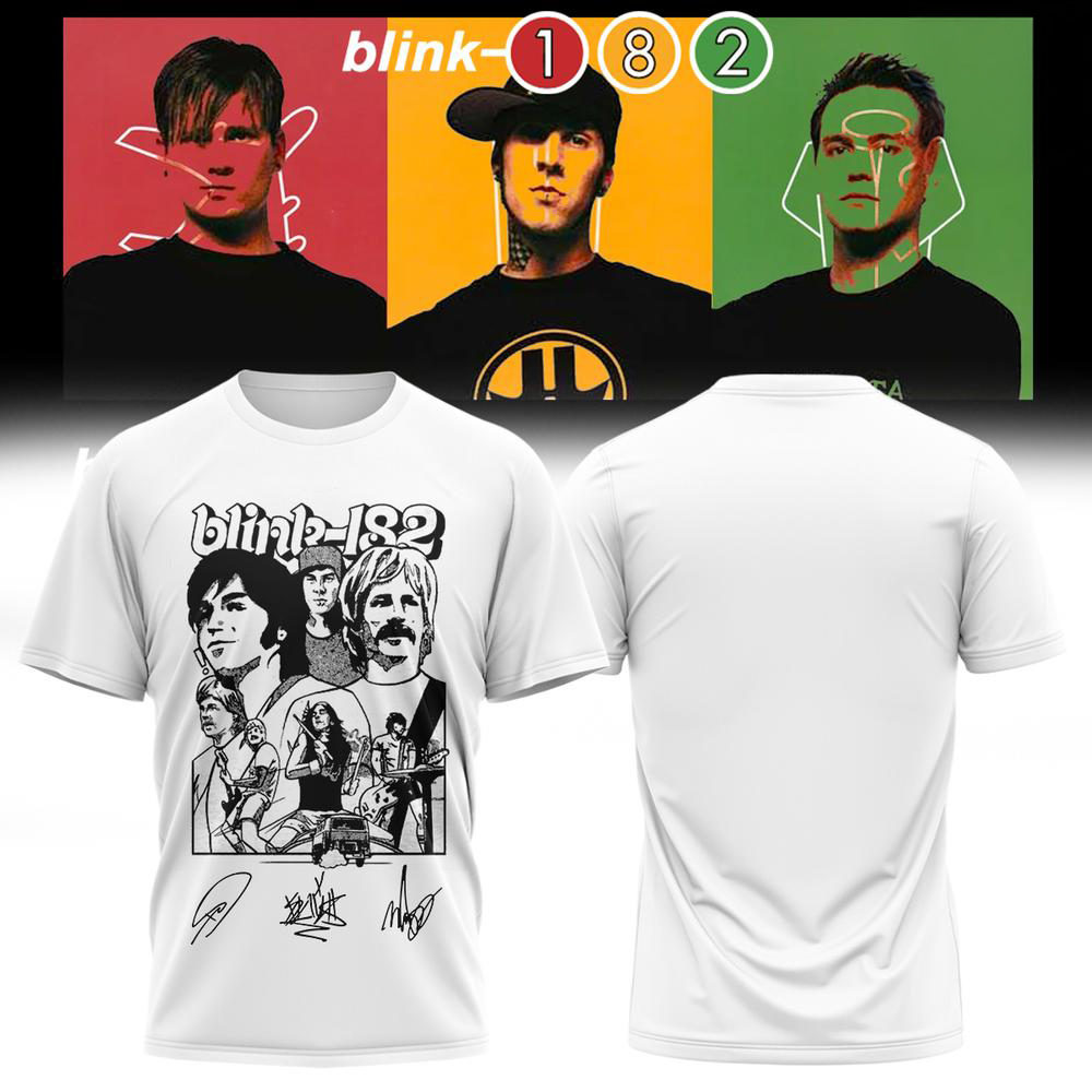 Blink 182 White Pop Punk Graphic T Shirt