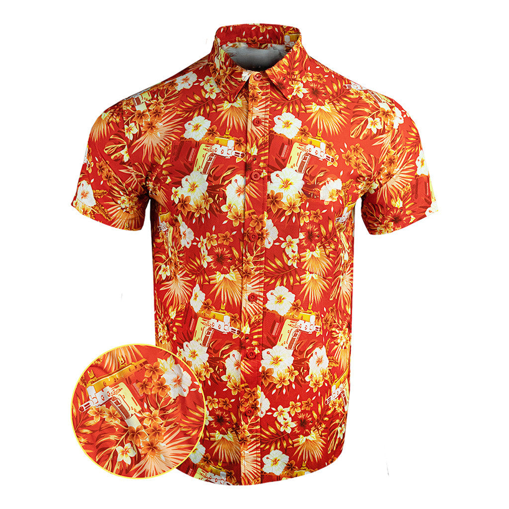 Bliss Vector Red Button Down Shirt Outdoor Hawaiian Tactical Shirt Top Christmas Gifts For Men