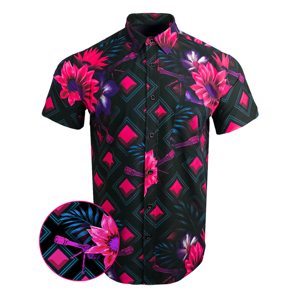 Bloom Black Button Down Shirt Hawaiian Tactical Button Down Birthday Gifts For Boyfriend