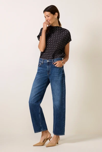 Blue Teeyoulove Velora straight leg denim jeans with classic mid rise