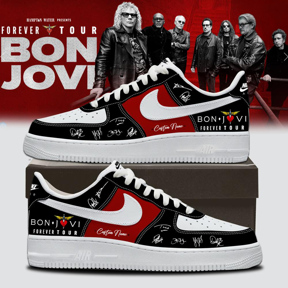 Bon Jovi Black and Red Rock Music High Top Sneakers