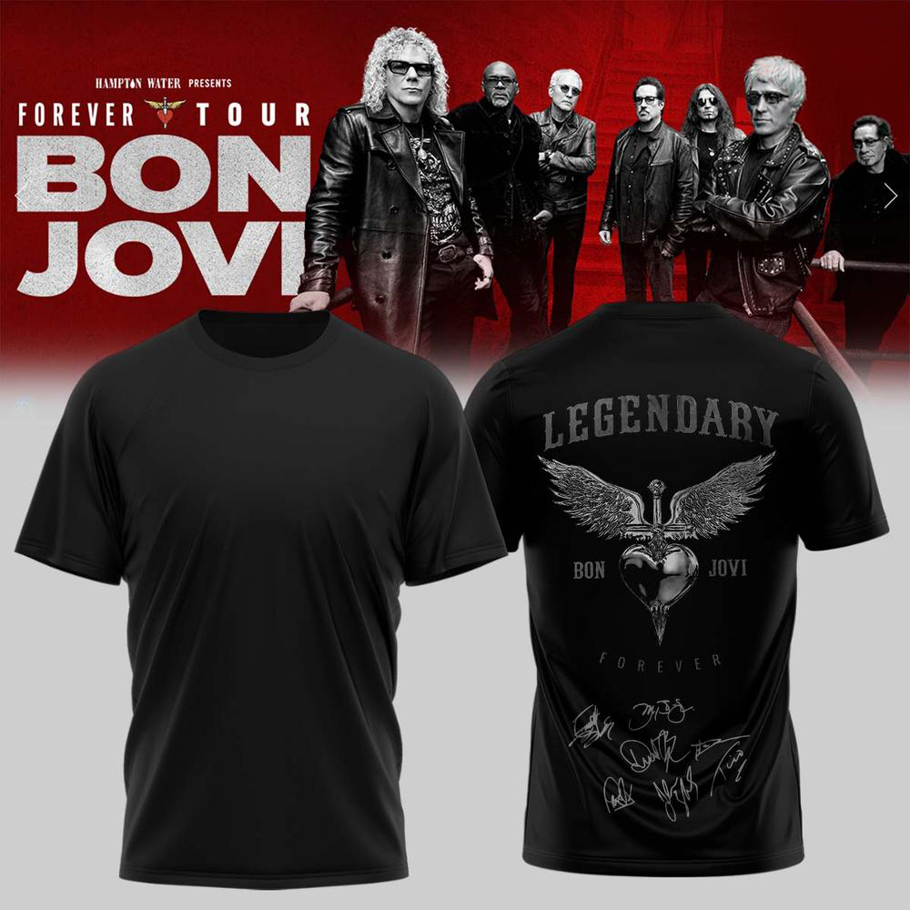 Bon Jovi Black and White Rock Music T Shirt