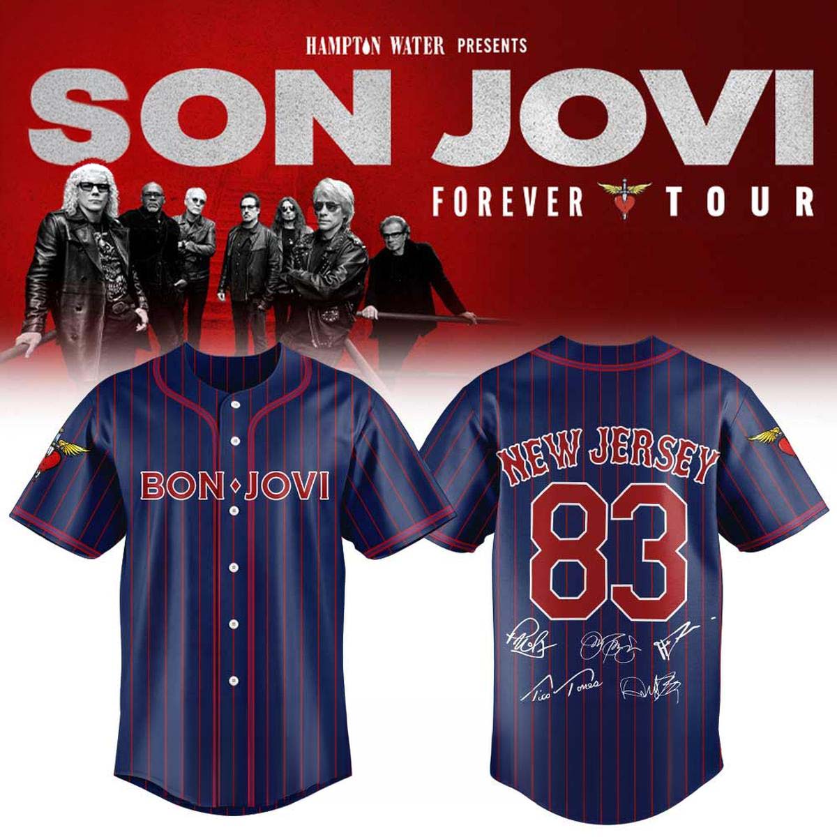Bon Jovi Forever Tour 2026 Blue Baseball Jersey - Best Gift for Fans
