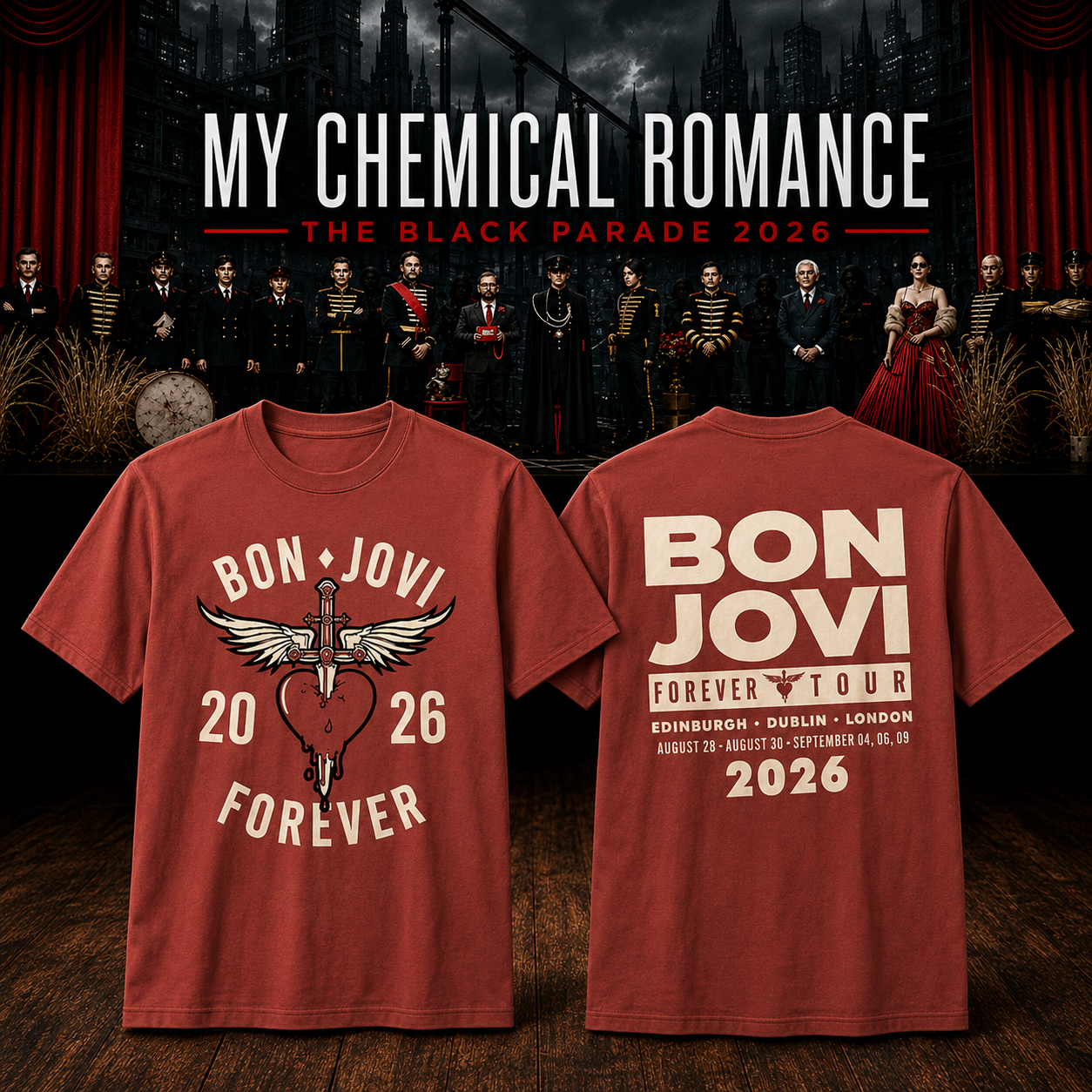 Bon Jovi Forever Tour Edinburgh - Dublin - London 2026 Merch