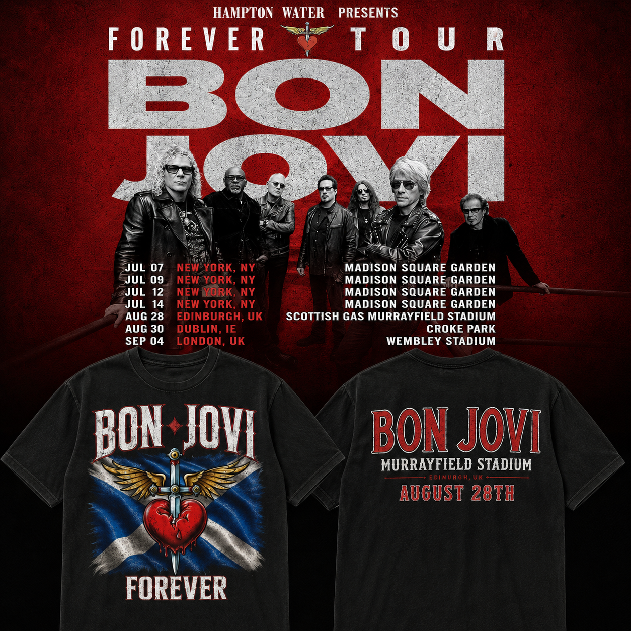 Bon Jovi Forever Tour Edinburgh, UK Aug 28 2026 T-Shirt