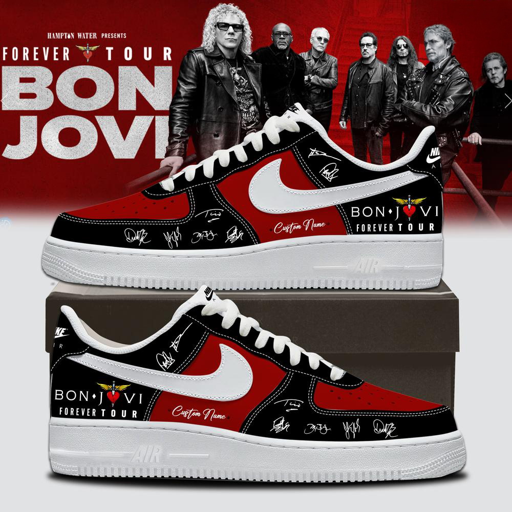 Bon Jovi Forever Tour Black and Red High Top Sneakers