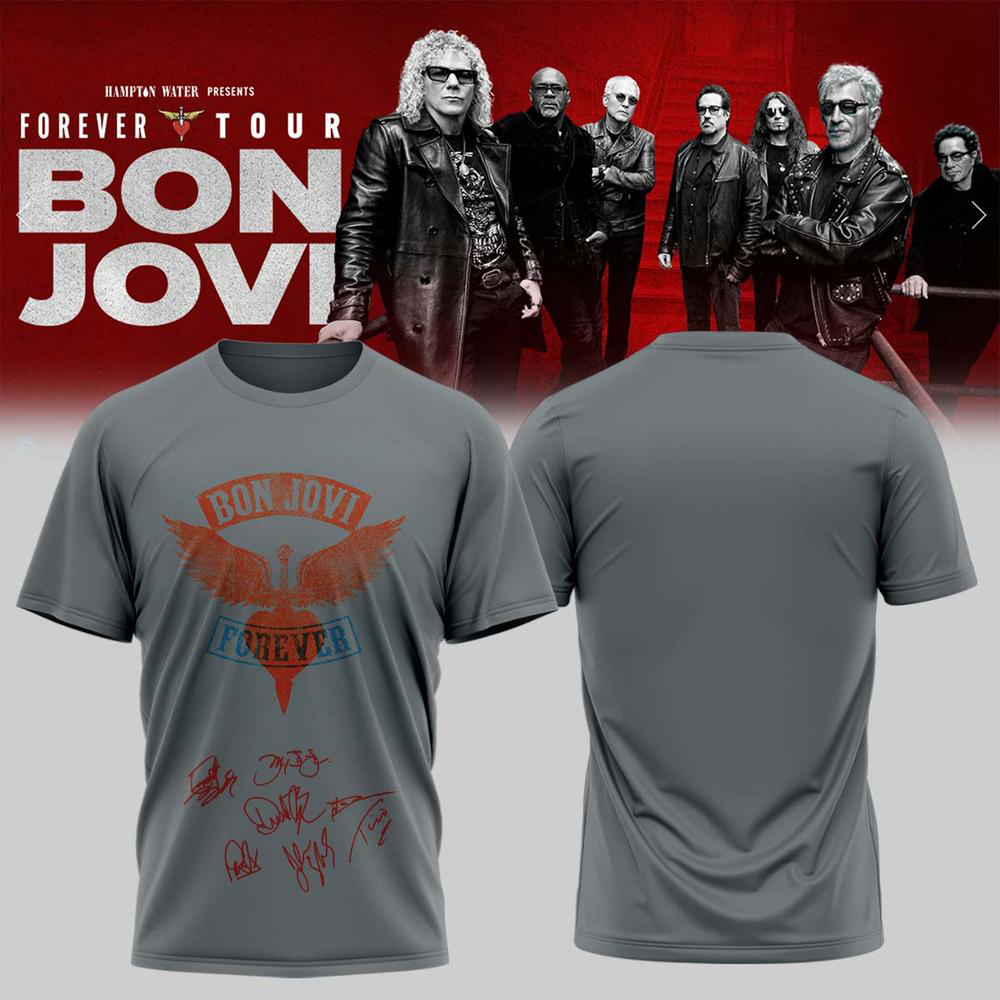 Bon Jovi Gray Concert Graphic T Shirt
