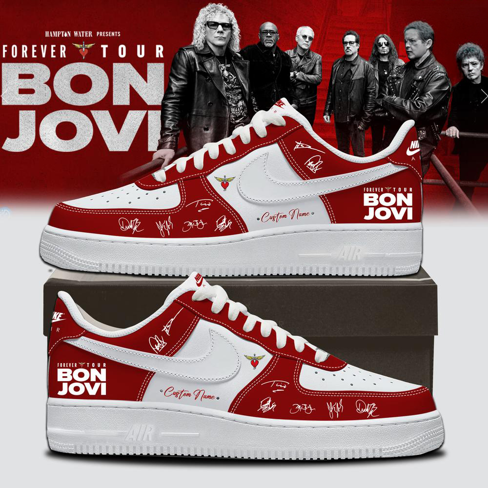 Bon Jovi Red and White Forever Tour Fan Sneakers