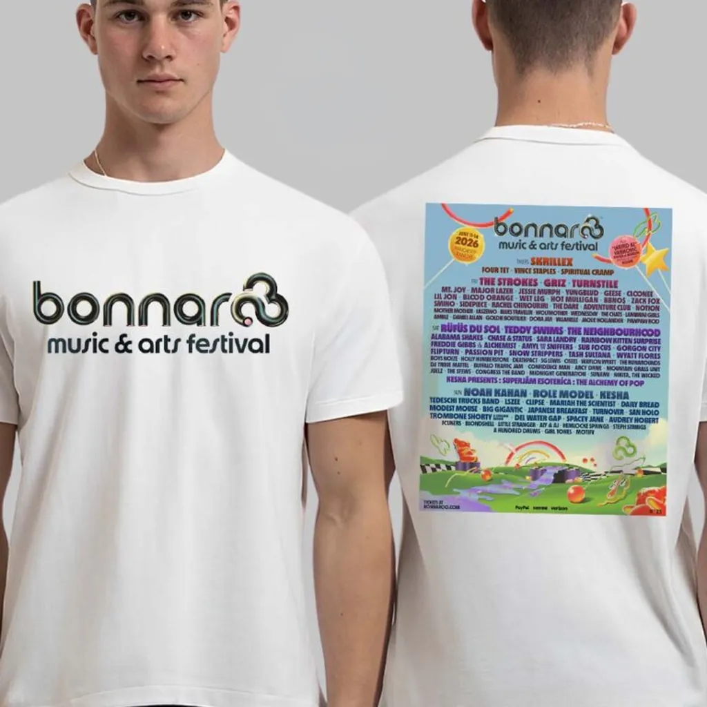 Bonnaroo Music And Arts Festival 2026 Full Lineup In Manchester Tennessee On June 11 12 13 14 2026 TShirt Merch 2025