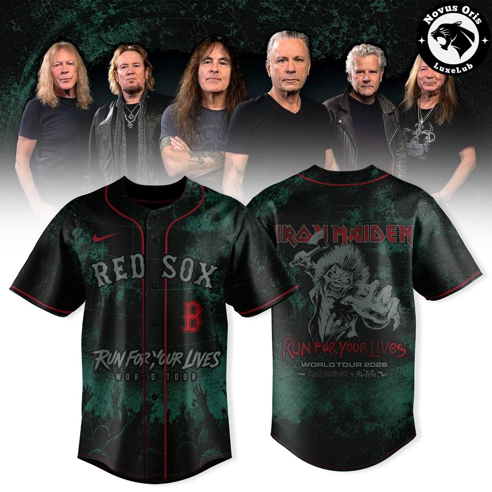 Boston Red Sox x Iron Maiden – Run For Your Lives World Tour 2026 Baseball Jersey 1 - Unicasport Boston Red Sox x Iron Maiden – Run For Your Lives World Tour 2026 Baseball Jersey
