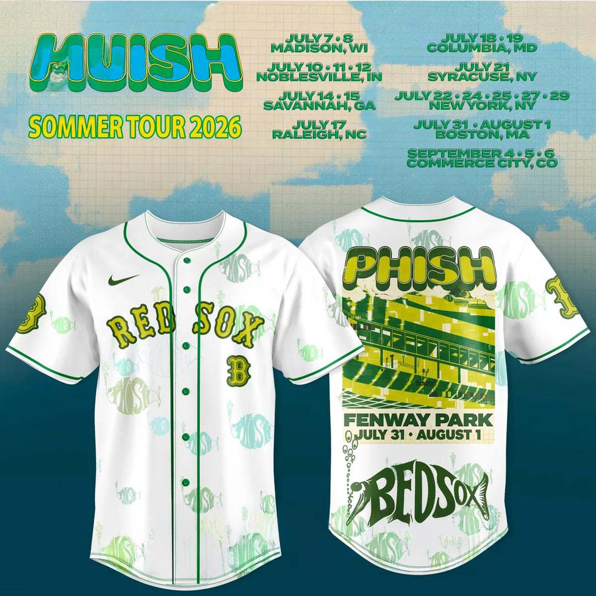 Boston Red Sox x Phish Summer Tour 2026 Baseball Jersey - Best Gift for Fans