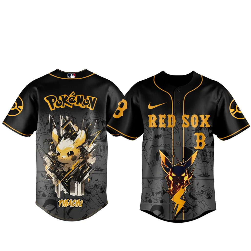 Boston Red Sox x Pokmon Pikachu 2026 Black Baseball Jersey