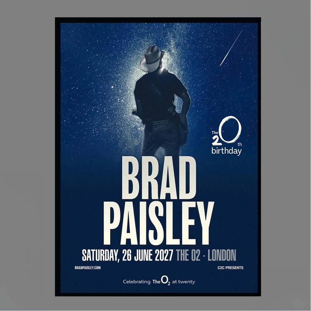 Brad Paisley Saturday 26 June 2027 The O2 London Celebrating The O2 At Twenty Concert Poster