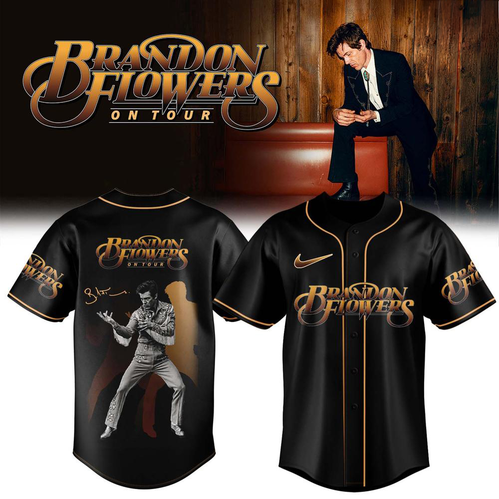 Brandon Flowers Black and Gold 2026 Tour Baseball Jersey