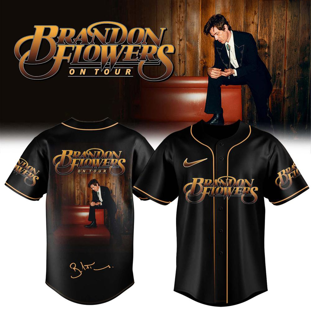 Brandon Flowers Black and Gold Tour Baseball Jersey Music Lover Gift