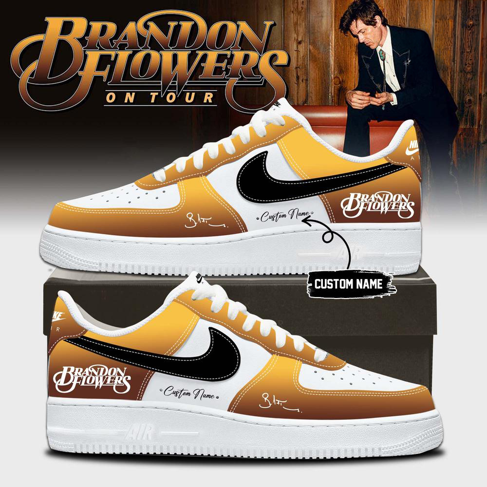 Brandon Flowers Gold and White Concert Fan Sneakers