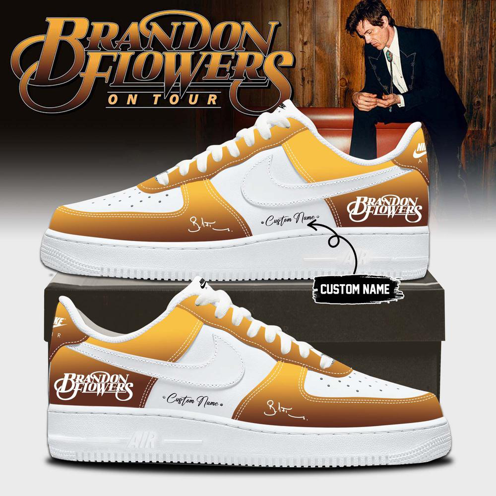 Brandon Flowers Gold and White Concert High Top Sneakers