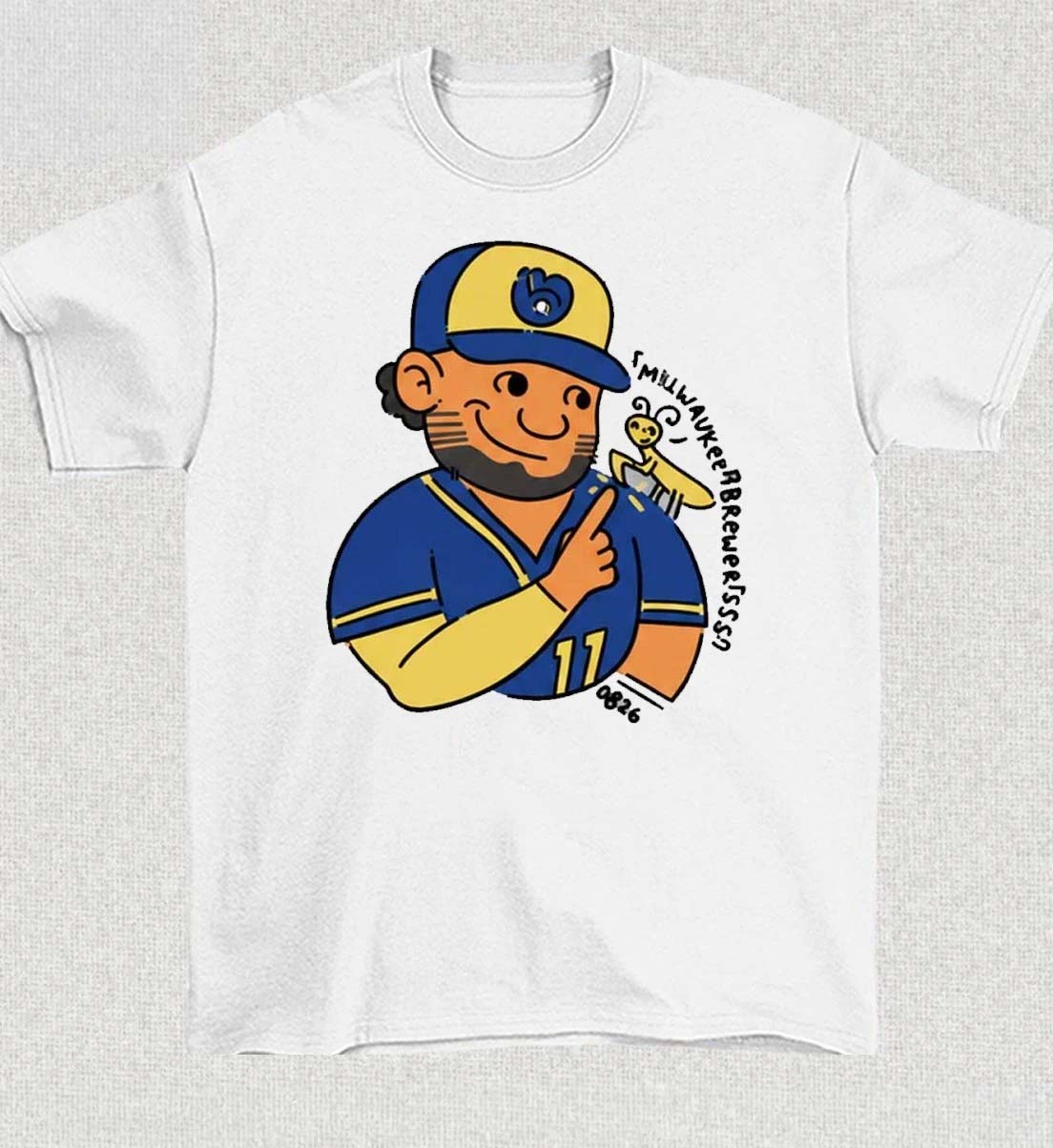 Brewers Jackson Chourio Praying Mantis On Shoulder Cartoon Shirt
