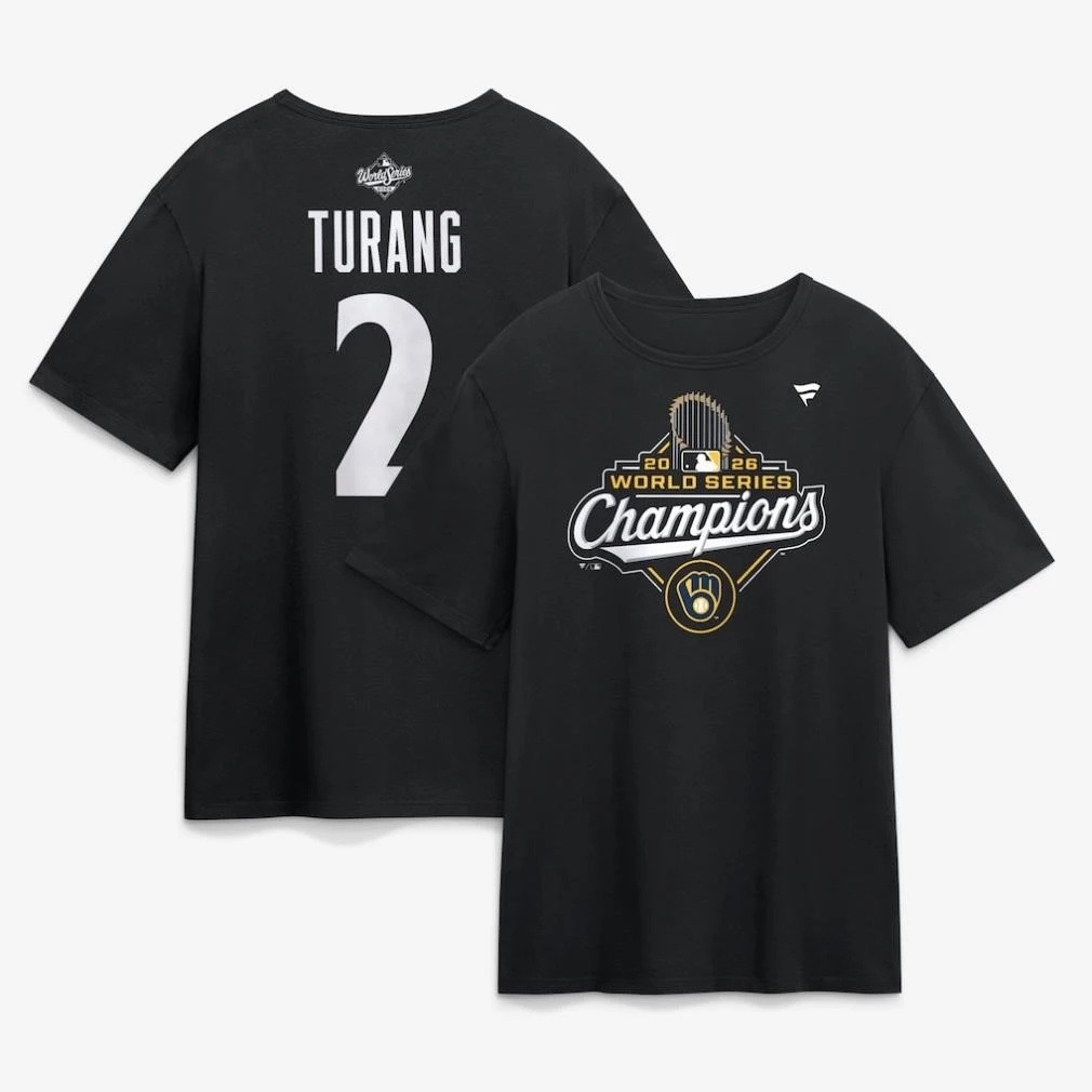 Brice Turang Milwaukee Brewers 2026 World Series Champions Name Number 2 Two Sided Shirt