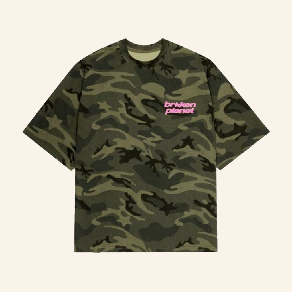 Broken Planet Merch Star Logo Green Camo T-Shirt Birthday Gift For Girlfriend