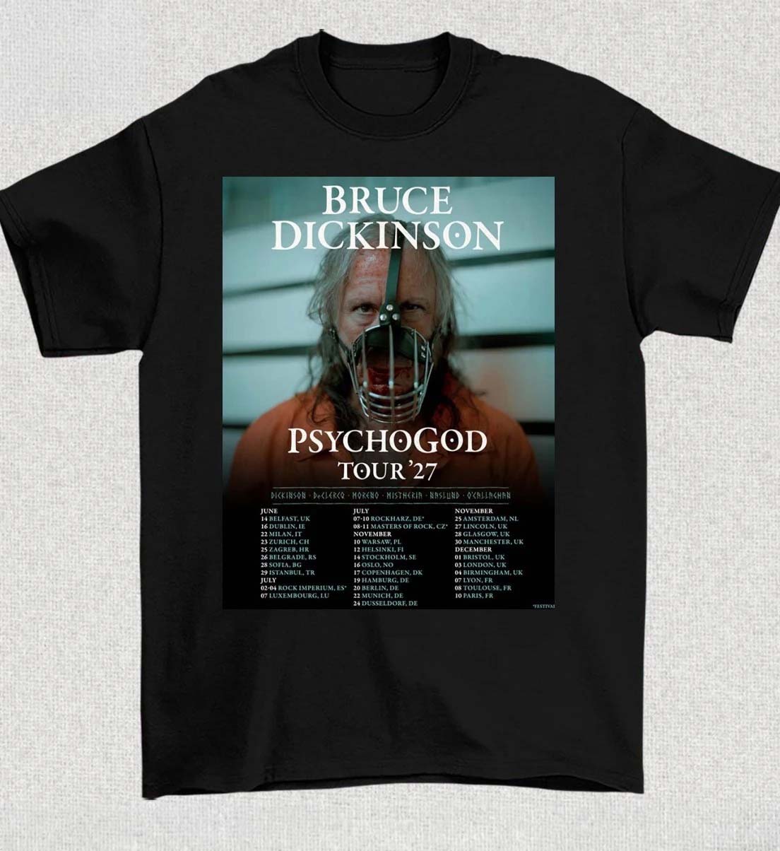 Bruce Dickinson PsychoGod Tour 2027 UK And EU Schedule Dates Shirt