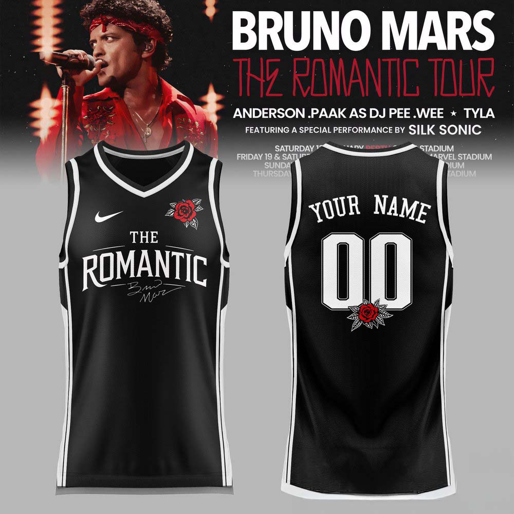 Bruno Mars The Romantic Tour AUS NZ Custom Basketball Jersey 1 - Unicasport Bruno Mars The Romantic Tour AUS NZ Custom Basketball Jersey