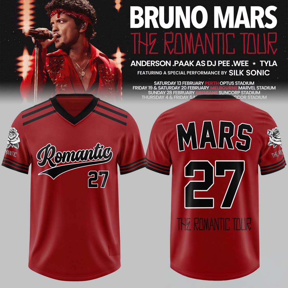 Bruno Mars The Romantic Tour AUS NZ Exclusive Football Jersey 1 - Unicasport Bruno Mars The Romantic Tour AUS NZ Exclusive Football Jersey