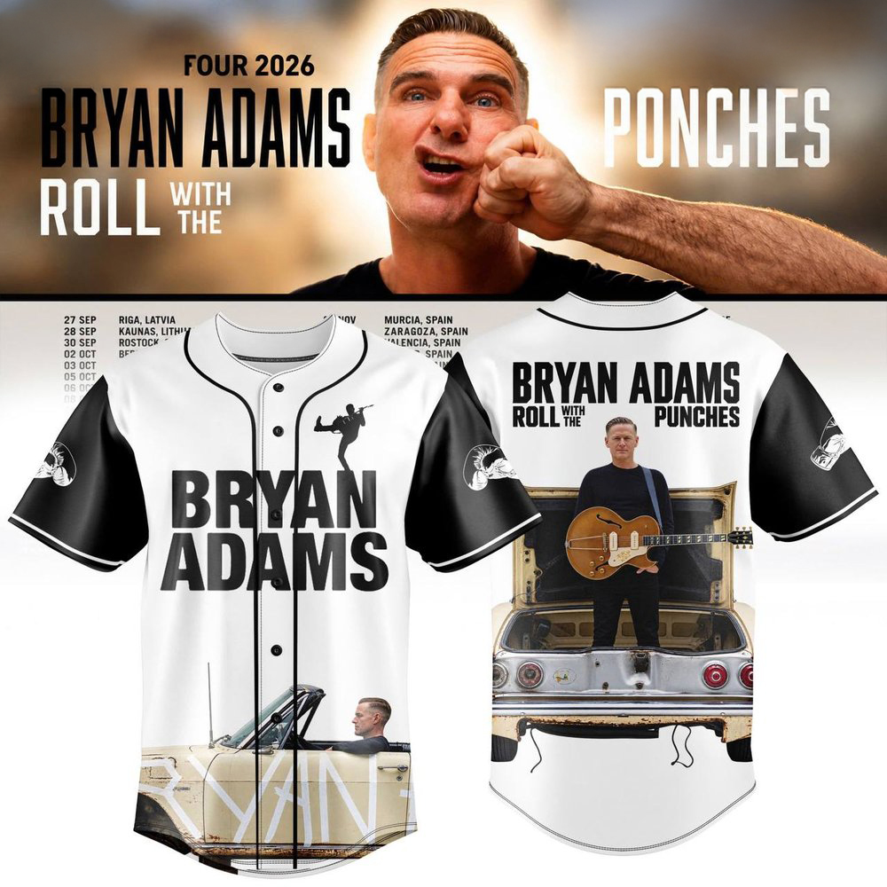 Bryan Adams Roll With The Punches European Tour 2026 Baseball Jersey 1 - Unicasport Bryan Adams Roll With The Punches European Tour 2026 Baseball Jersey