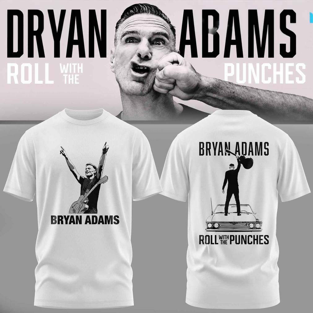 Bryan Adams Roll With the Punches Concert Tour 2026 White Graphic T-Shirt - Best Gift for Fans