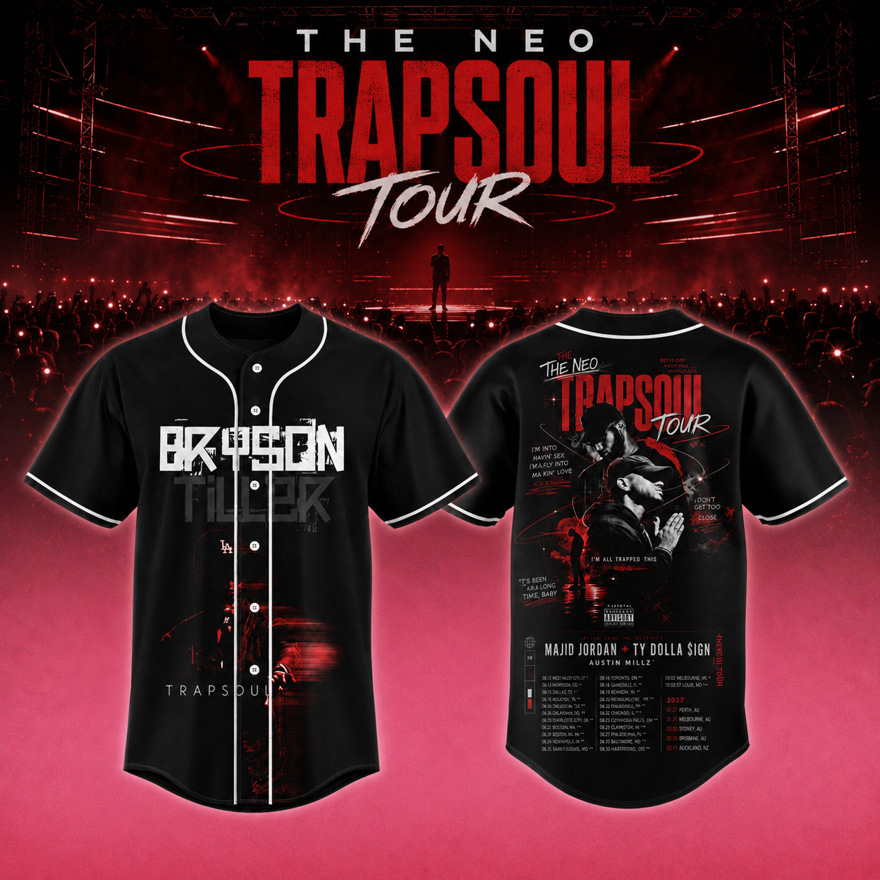 Bryson Tiller The Neo Trapsoul Tour 2026 Baseball Jersey 2 - Unicasport Bryson Tiller The Neo Trapsoul Tour 2026 Baseball Jersey