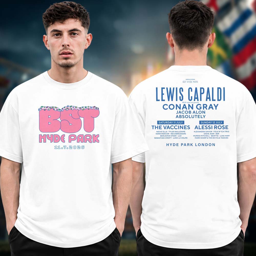 BST Hyde Park 2026 x Lewis Capaldi 11th July Event Two Sided Unisex T Shirt