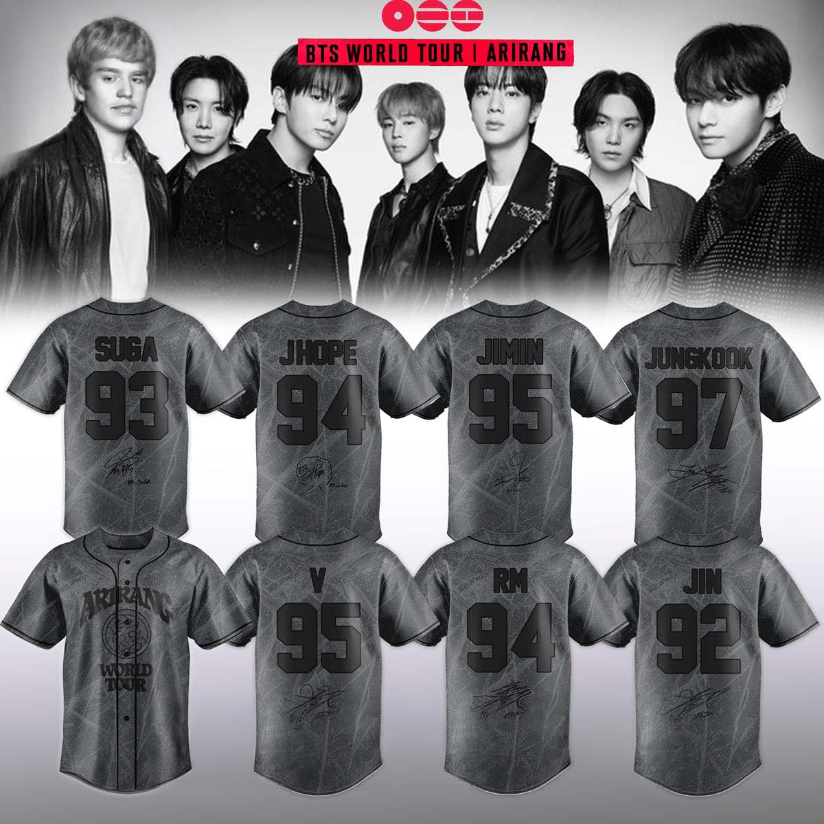 BTS All Team World Tour Arirang 2026 Baseball Jersey - Best Gift for Fans