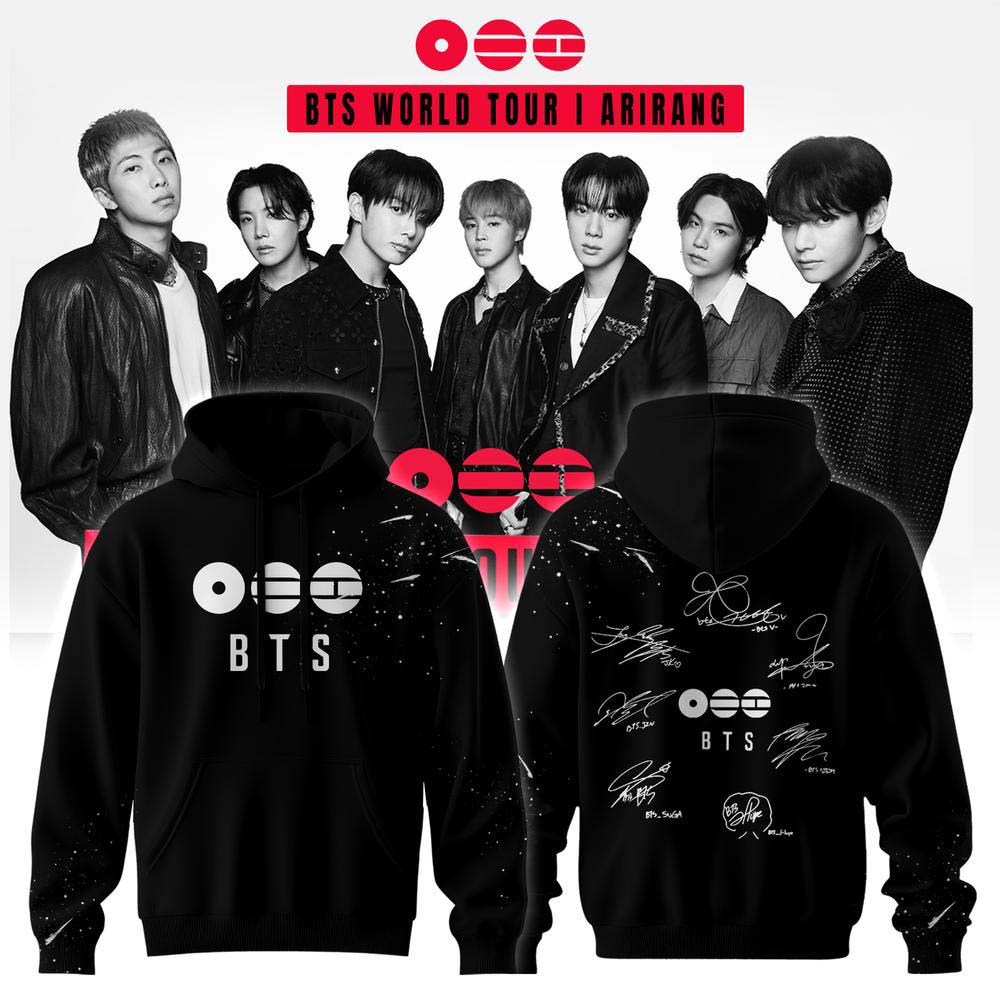 BTS World Tour Arirang 2026 Black Graphic Hoodie - Gift Idea for K-Pop Fans