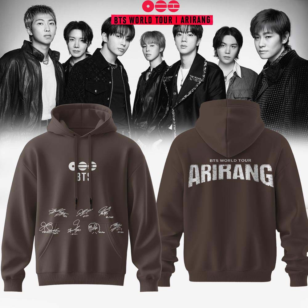 BTS 2026 Arirang World Tour Brown Graphic Hoodie - Gift Idea for K-Pop Fans