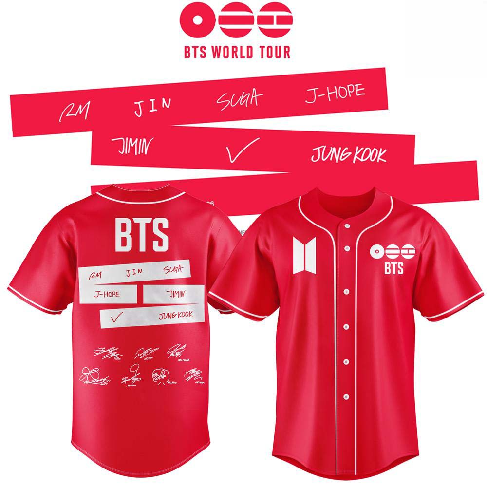 BTS World Tour Arirang 2026 Red Baseball Jersey - Best Gift for Fans