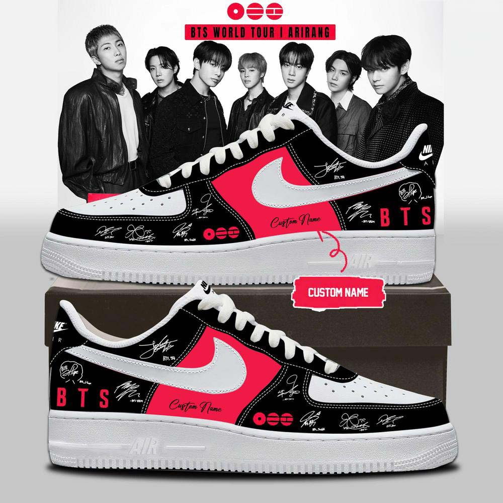 BTS World Tour Arirang 2026 Red Black Air Jordan 1 Sneakers - Best Gift for Fans