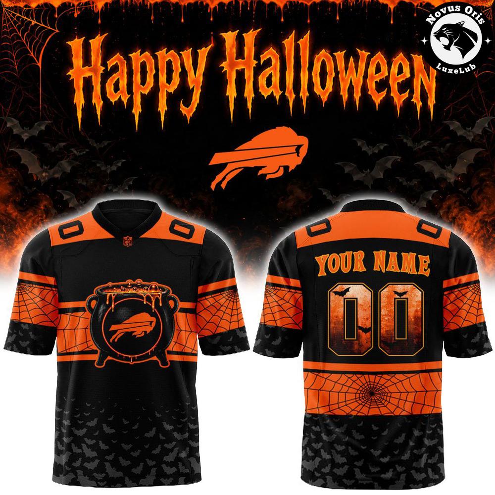 Buffalo Bills Happy Halloween 2026 Custom Football Jersey 1 - Unicasport Buffalo Bills Happy Halloween 2026 Custom Football Jersey