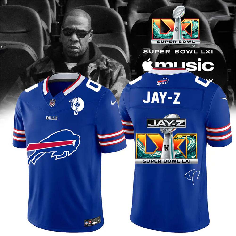 Buffalo Bills Jay Z Super Bowl LXI 2027 Royal Blue Halftime Show Football Jersey