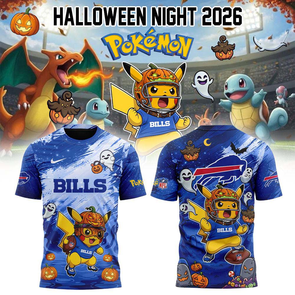 Buffalo Bills NFL x Pokemon Halloween Night 2026 Blue Pikachu Football T Shirt