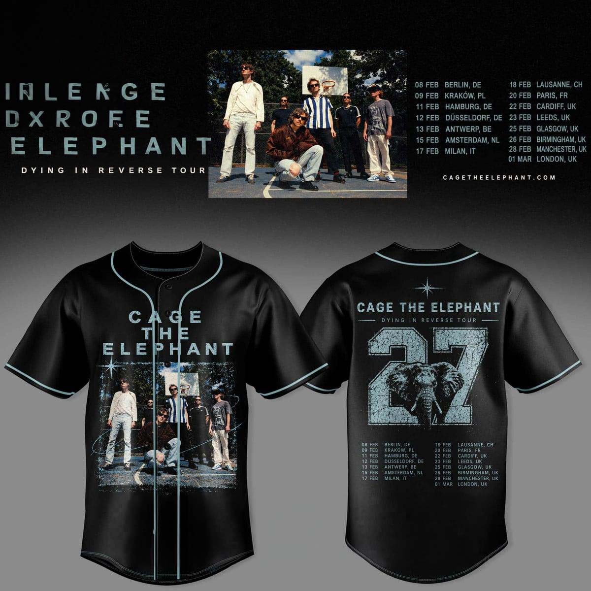 Baseball Jersey Cage The Elephant Dying In Reverse Tour 2027 Concert Apparel 2 - Unicasport Baseball Jersey Cage The Elephant Dying In Reverse Tour 2027 Concert Apparel