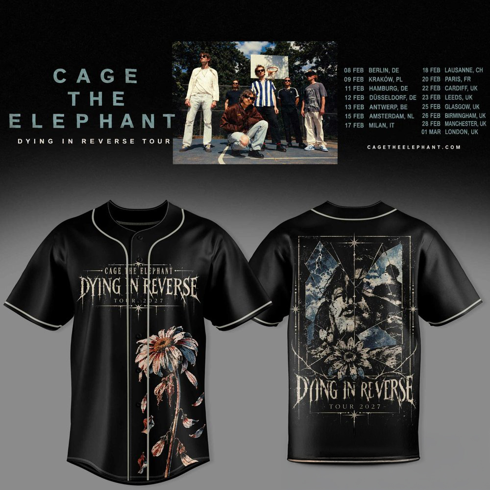 Cage The Elephant Dying In Reverse Tour 2027 Floral Skull Graphic Baseball Jersey 2 - Unicasport Cage The Elephant Dying In Reverse Tour 2027 Floral Skull Graphic Baseball Jersey